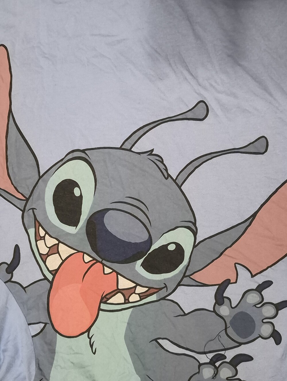Disney Kids Stitch Pajama Top in Light Blue with Coral Accent
